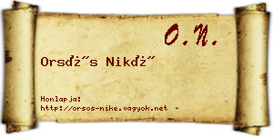 Orsós Niké névjegykártya